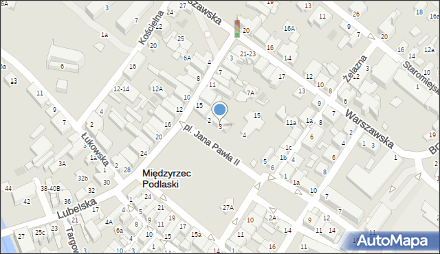 Międzyrzec Podlaski, Plac Jana Pawła II, 3, mapa Międzyrzec Podlaski