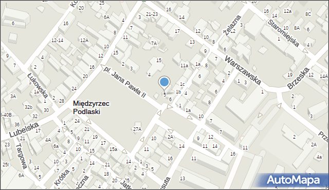 Międzyrzec Podlaski, Plac Jana Pawła II, 5, mapa Międzyrzec Podlaski