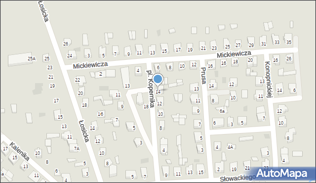 Międzyrzec Podlaski, Plac Kopernika Mikołaja, 14, mapa Międzyrzec Podlaski