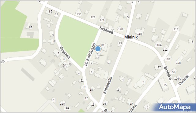 Mielnik, Plac Kościuszki Tadeusza, gen., 1, mapa Mielnik