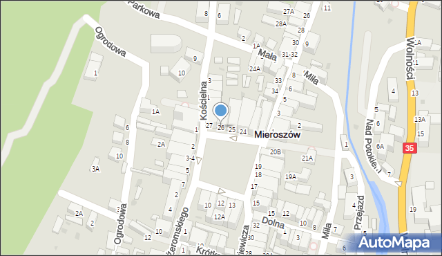 Mieroszów, Plac Niepodległości, 26, mapa Mieroszów