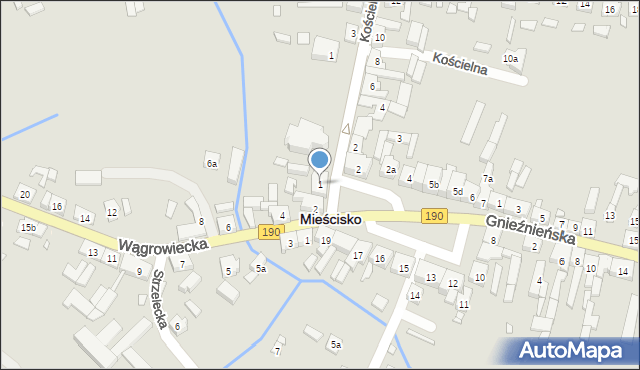 Mieścisko, Plac Powstańców Wielkopolskich, 1, mapa Mieścisko