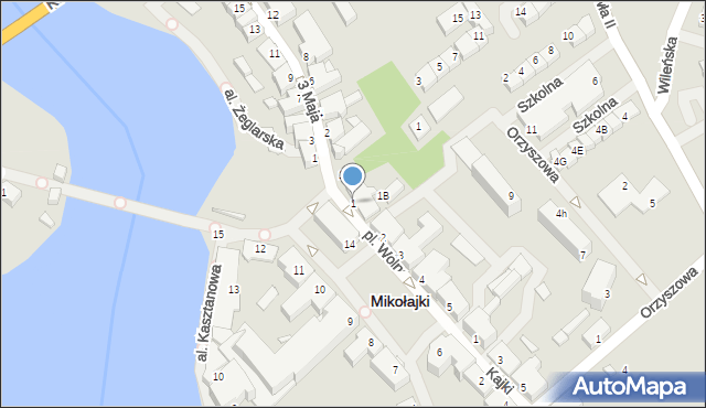 Mikołajki, Plac Wolności, 1, mapa Mikołajki