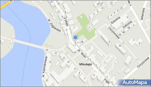 Mikołajki, Plac Wolności, 1, mapa Mikołajki