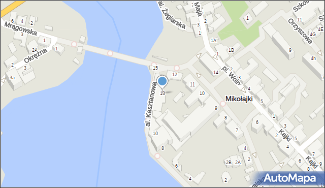 Mikołajki, Plac Wolności, 13, mapa Mikołajki