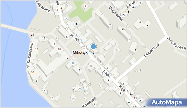 Mikołajki, Plac Wolności, 5, mapa Mikołajki