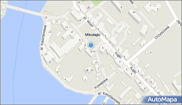 Mikołajki, Plac Wolności, 7, mapa Mikołajki
