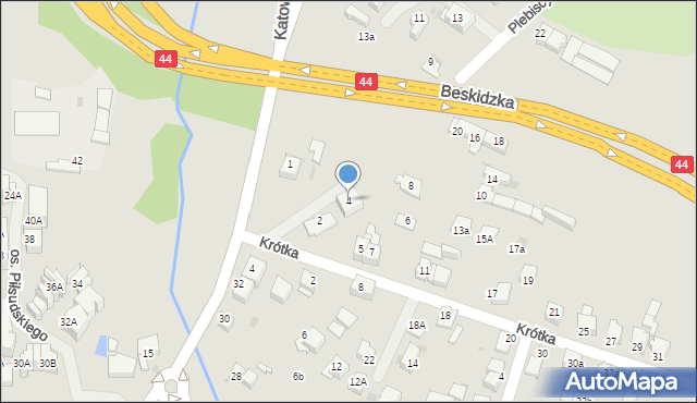 Mikołów, Plebiscytowa, 4, mapa Mikołów