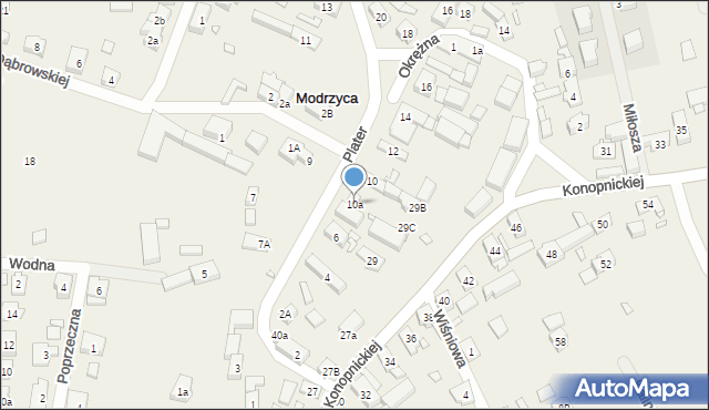 Modrzyca, Plater Emilii, 10a, mapa Modrzyca