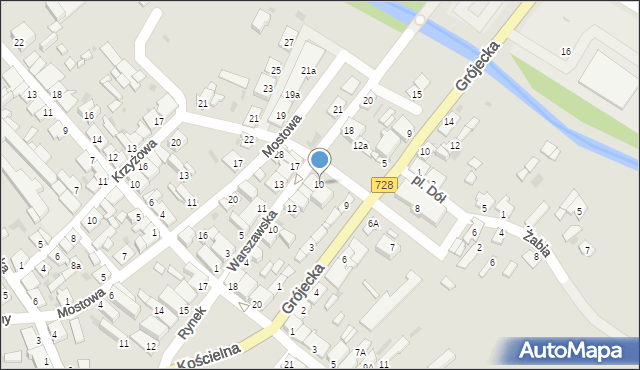 Mogielnica, Plac Dół, 10, mapa Mogielnica