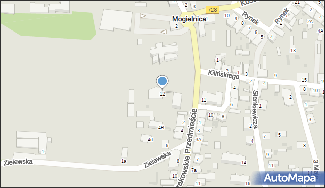 Mogielnica, Plac Poświętne, 12, mapa Mogielnica