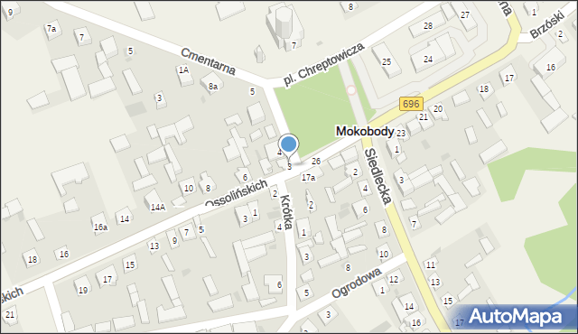 Mokobody, Plac Chreptowicza, 3, mapa Mokobody