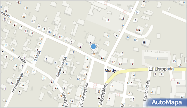 Mordy, Plac Zwycięstwa, 10, mapa Mordy