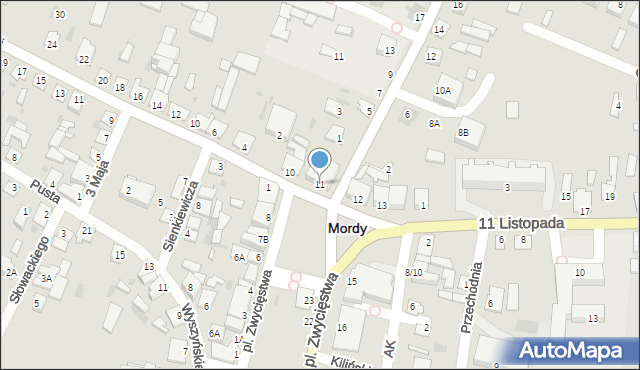 Mordy, Plac Zwycięstwa, 11, mapa Mordy