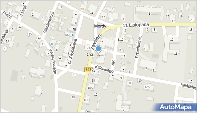 Mordy, Plac Zwycięstwa, 16, mapa Mordy