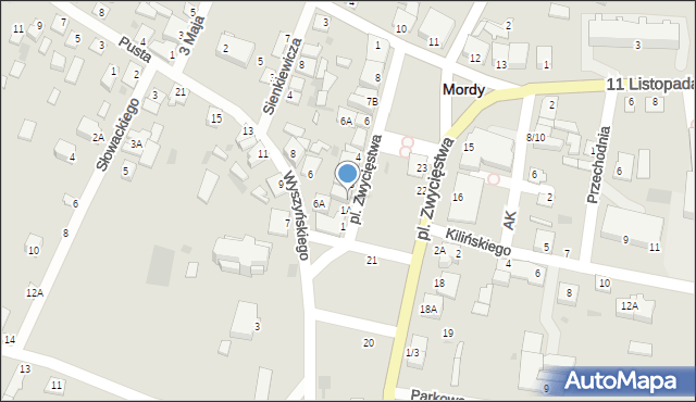 Mordy, Plac Zwycięstwa, 2, mapa Mordy