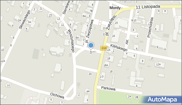 Mordy, Plac Zwycięstwa, 21, mapa Mordy