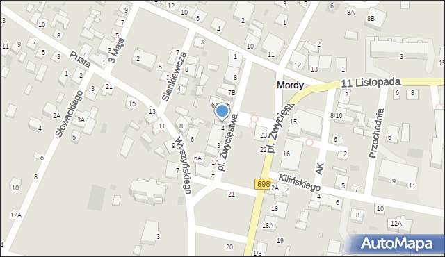 Mordy, Plac Zwycięstwa, 4, mapa Mordy