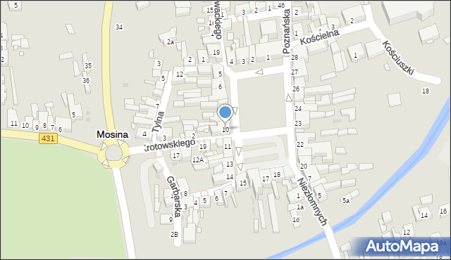 Mosina, Plac 20 Października, 10, mapa Mosina