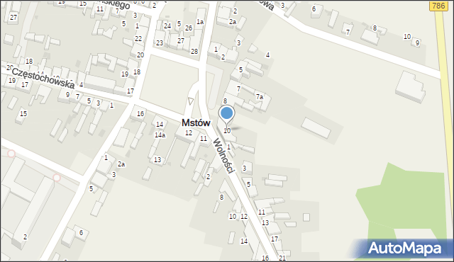 Mstów, Plac Mickiewicza Adama, 10, mapa Mstów