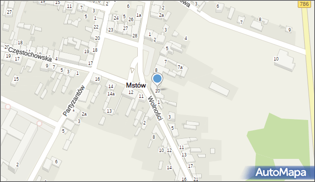 Mstów, Plac Mickiewicza Adama, 10, mapa Mstów