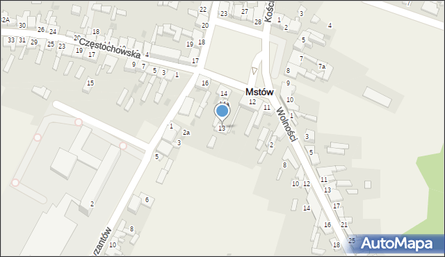 Mstów, Plac Mickiewicza Adama, 13, mapa Mstów