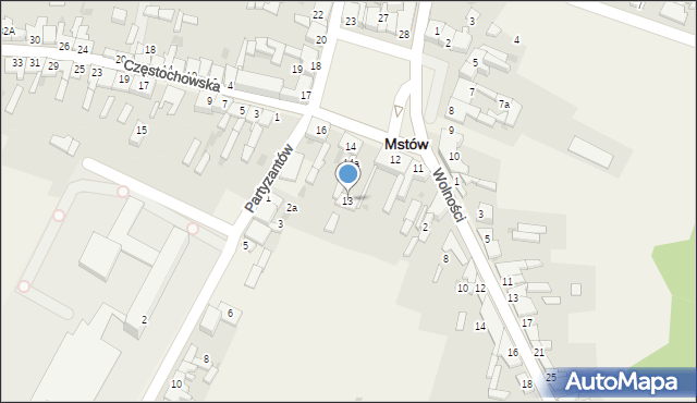 Mstów, Plac Mickiewicza Adama, 13, mapa Mstów