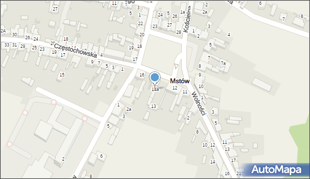 Mstów, Plac Mickiewicza Adama, 14a, mapa Mstów