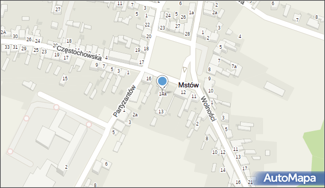 Mstów, Plac Mickiewicza Adama, 14a, mapa Mstów