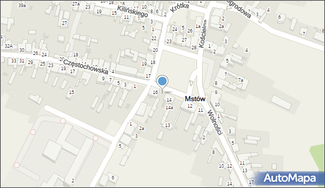 Mstów, Plac Mickiewicza Adama, 15, mapa Mstów