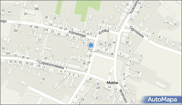 Mstów, Plac Mickiewicza Adama, 21, mapa Mstów