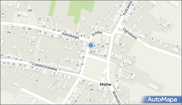 Mstów, Plac Mickiewicza Adama, 23, mapa Mstów