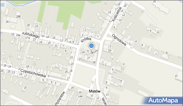 Mstów, Plac Mickiewicza Adama, 26, mapa Mstów