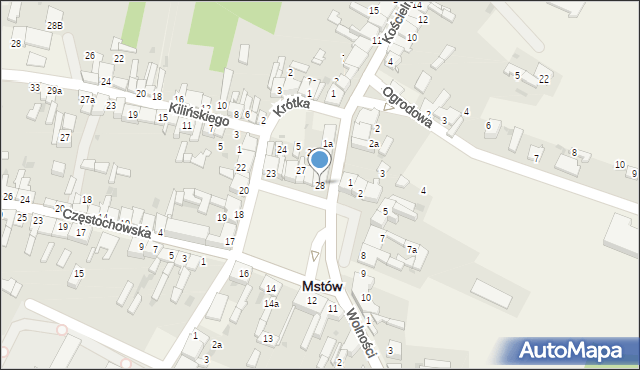 Mstów, Plac Mickiewicza Adama, 28, mapa Mstów