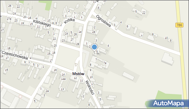 Mstów, Plac Mickiewicza Adama, 6, mapa Mstów