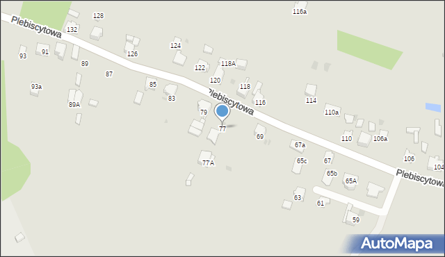 Mysłowice, Plebiscytowa, 77, mapa Mysłowice