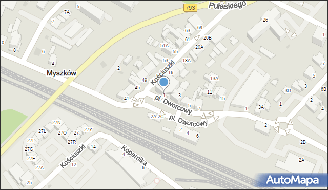 Myszków, Plac Dworcowy, 1, mapa Myszków