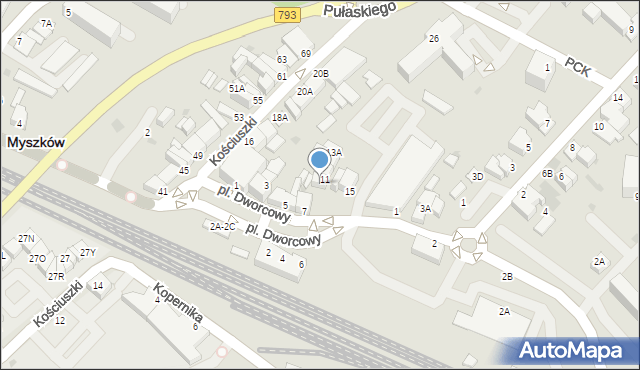 Myszków, Plac Dworcowy, 9, mapa Myszków