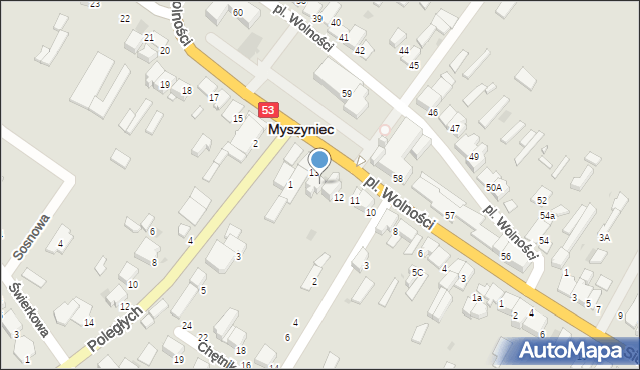 Myszyniec, Plac Wolności, 13a, mapa Myszyniec