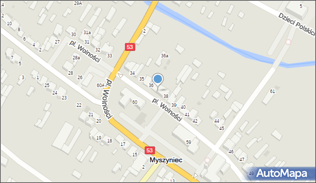 Myszyniec, Plac Wolności, 37, mapa Myszyniec