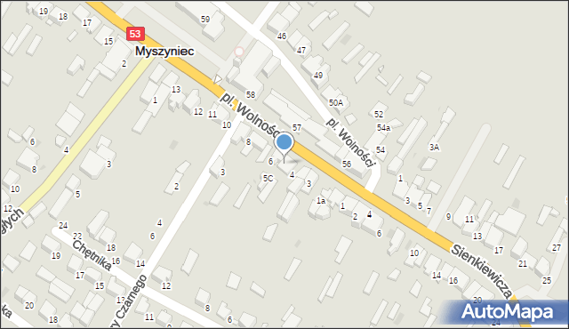 Myszyniec, Plac Wolności, 5, mapa Myszyniec