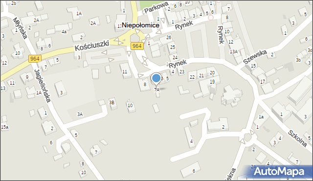 Niepołomice, Plac Zwycięstwa, 7A, mapa Niepołomice