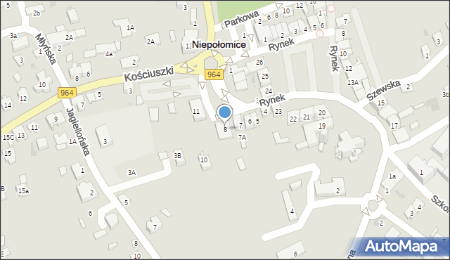 Niepołomice, Plac Zwycięstwa, 8, mapa Niepołomice