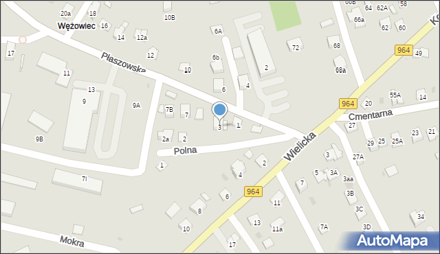 Niepołomice, Płaszowska, 3, mapa Niepołomice