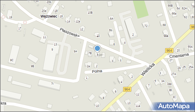 Niepołomice, Płaszowska, 7, mapa Niepołomice