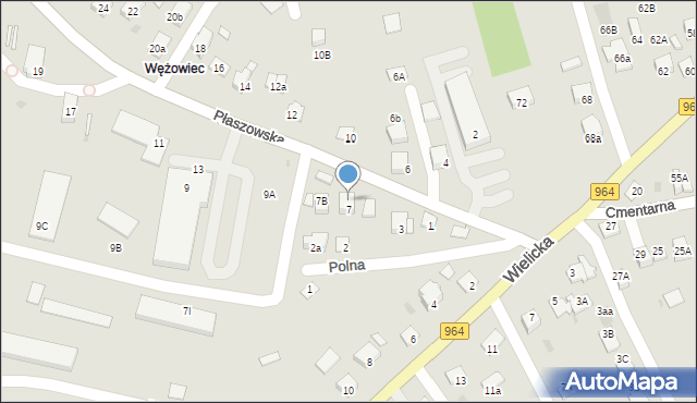 Niepołomice, Płaszowska, 7A, mapa Niepołomice