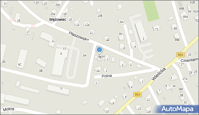 Niepołomice, Płaszowska, 7B, mapa Niepołomice