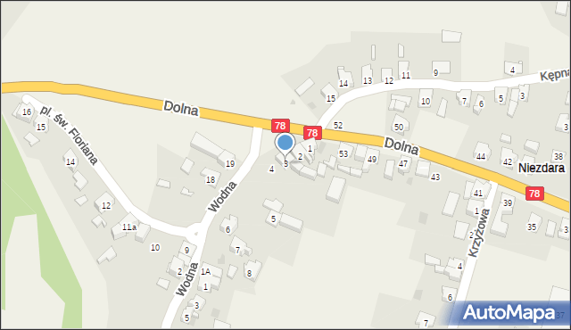 Niezdara, Plac św. Floriana, 3, mapa Niezdara