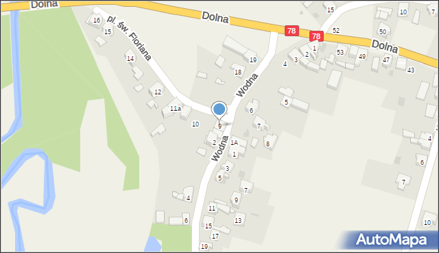 Niezdara, Plac św. Floriana, 9, mapa Niezdara