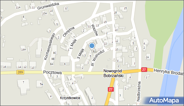 Nowogród Bobrzański, Plac Wolności, 7, mapa Nowogród Bobrzański